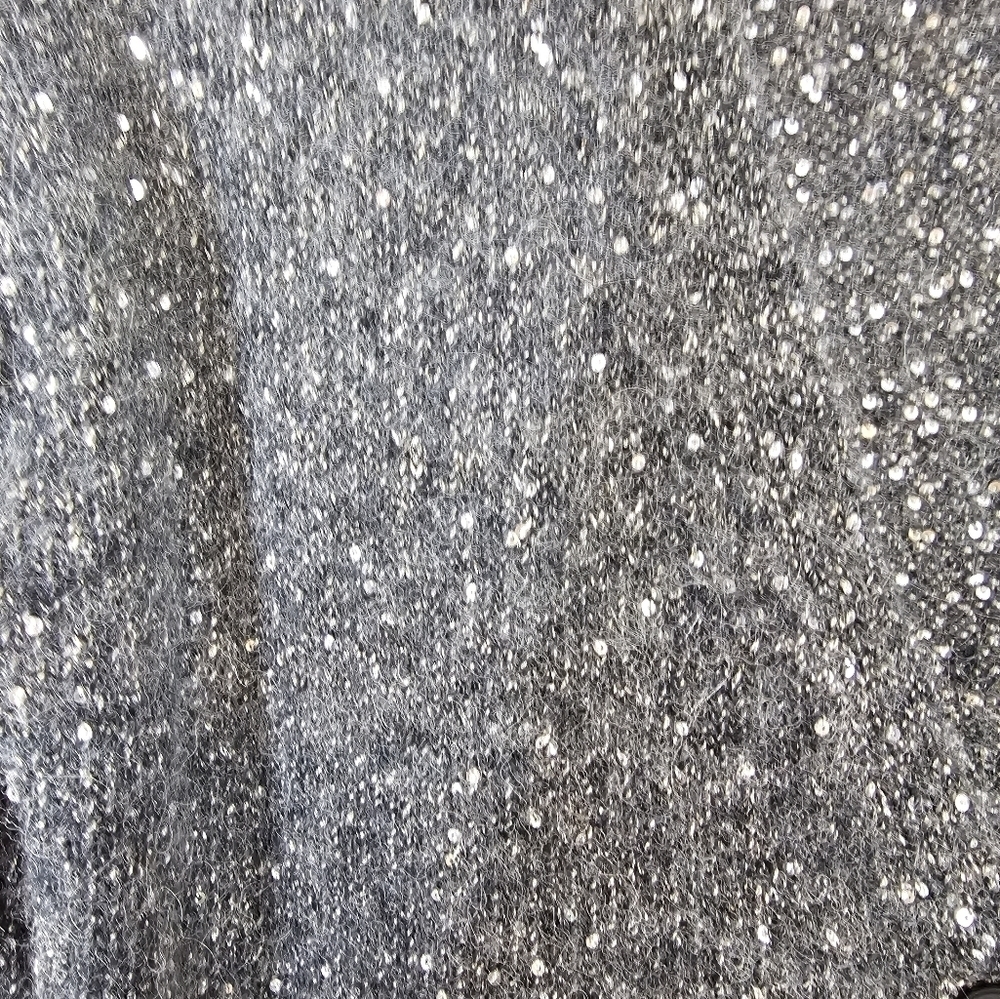 Atm size Small grey sequins wool button-down cardigan NWOT - Picture 2 of 4